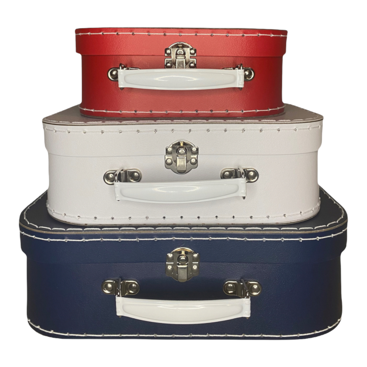 Red, White, and Blue Suitcase Style Gift Box for Keepsakes, Arts and Crafts, Toys, Wedding, Birthday, and More!