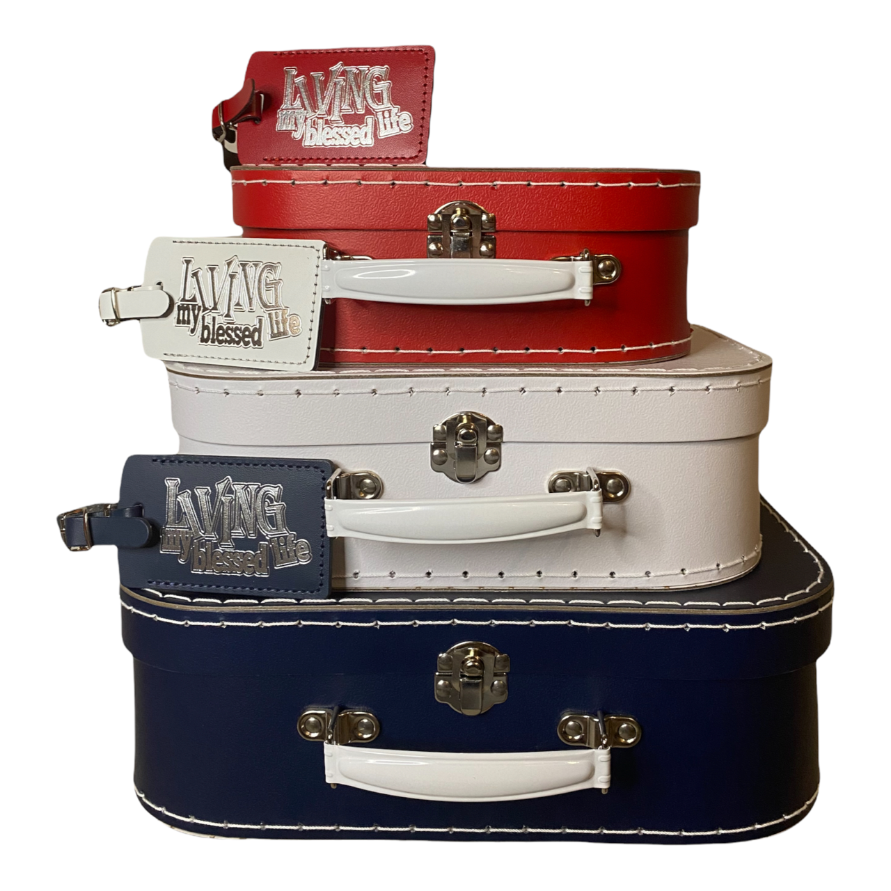 Red, White, and Blue Suitcase Style Gift Box for Keepsakes, Arts and Crafts, Toys, Wedding, Birthday, and More!