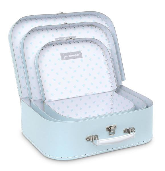 Personalized Baby Blue Suitcase Style Gift Box for Keepsakes, Baby Showers, Weddings, Birthdays, Toy storage, and More