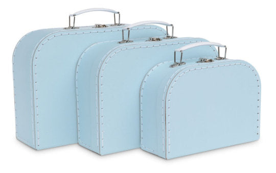 Personalized Baby Blue Suitcase Style Gift Box for Keepsakes, Baby Showers, Weddings, Birthdays, Toy storage, and More