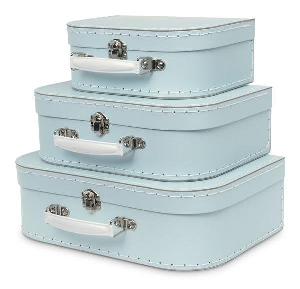 Personalized Baby Blue Suitcase Style Gift Box for Keepsakes, Baby Showers, Weddings, Birthdays, Toy storage, and More