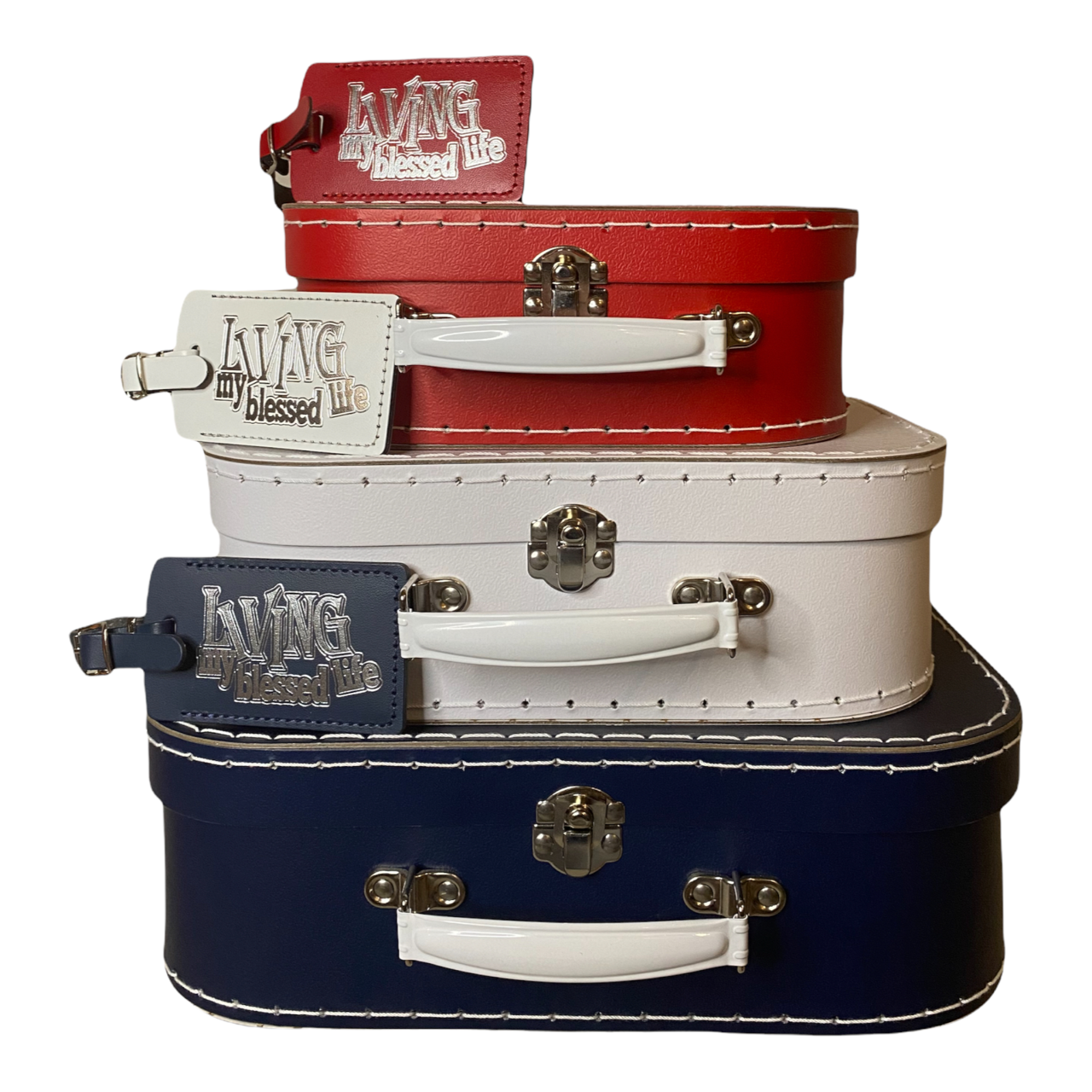 Red, White, and Blue Suitcase Style Gift Box for Keepsakes, Arts