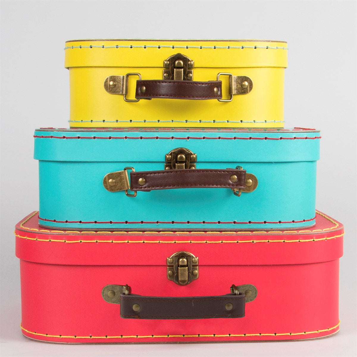 Vibrant Red, Blue, and Yellow Suitcase Style Gift Box Arts and Crafts toys wedding birthday