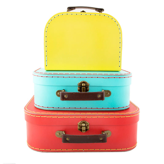 Vibrant Red, Blue, and Yellow Suitcase Style Gift Box Arts and Crafts toys wedding birthday