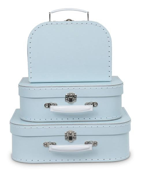 Personalized Baby Blue Suitcase Style Gift Box for Keepsakes, Baby Showers, Weddings, Birthdays, Toy storage, and More