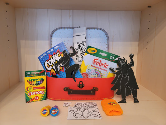 SUPERHERO UNISEX Themed Kid Activity Set - Arts & Crafts, Games, and Activities for recommended ages 3 - 10 with reusable gift box