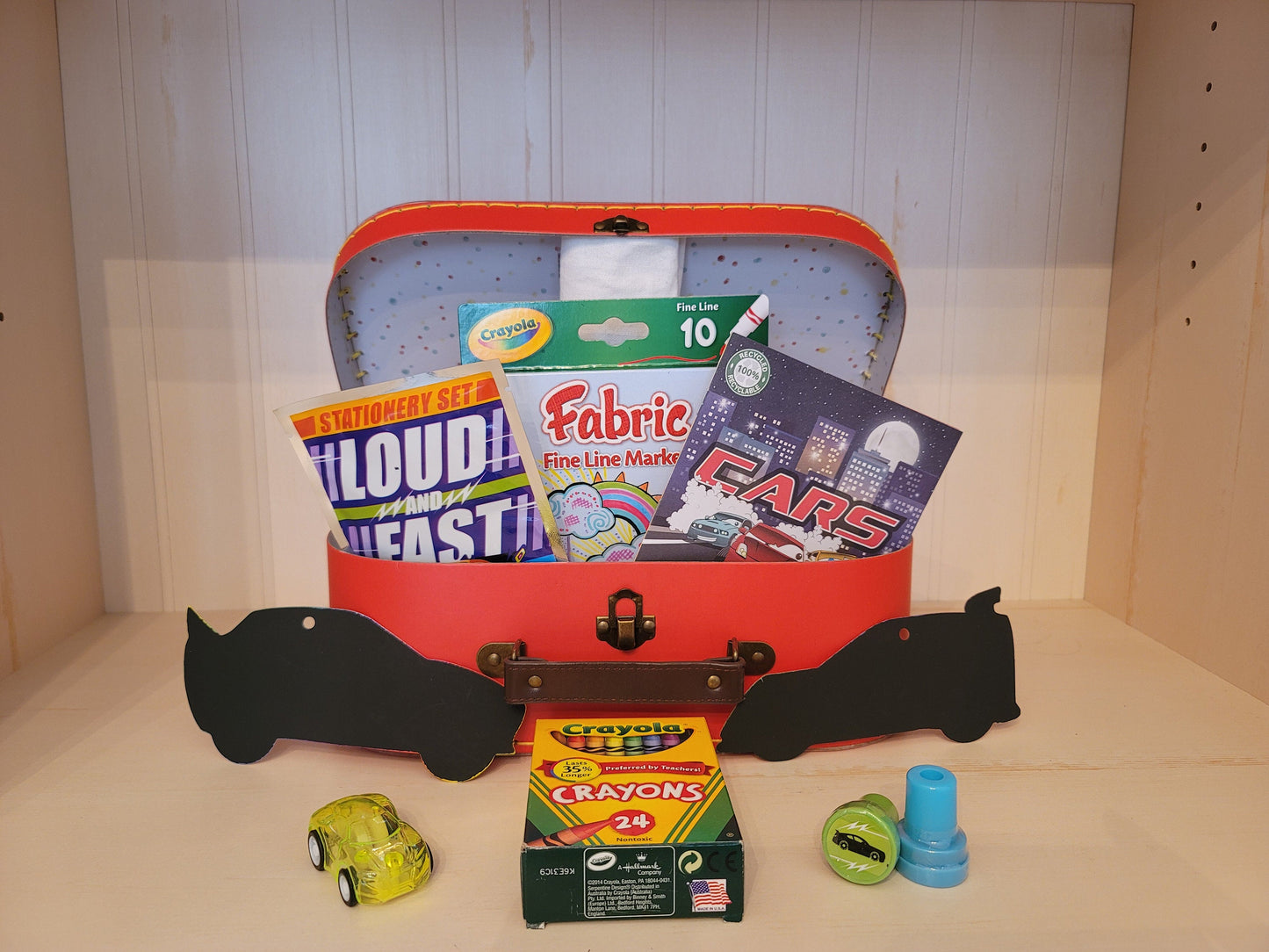AUTOMOBILE Themed Kid Activity Set - Arts & Crafts, Games, and Activities for recommended ages 3 - 10 in reusable gift box